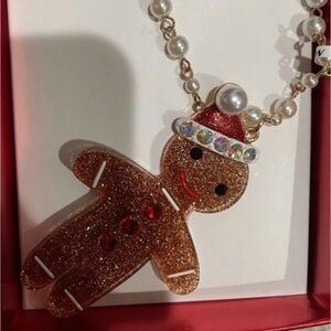 Betsey Johnson gingerbread man necklace (new)